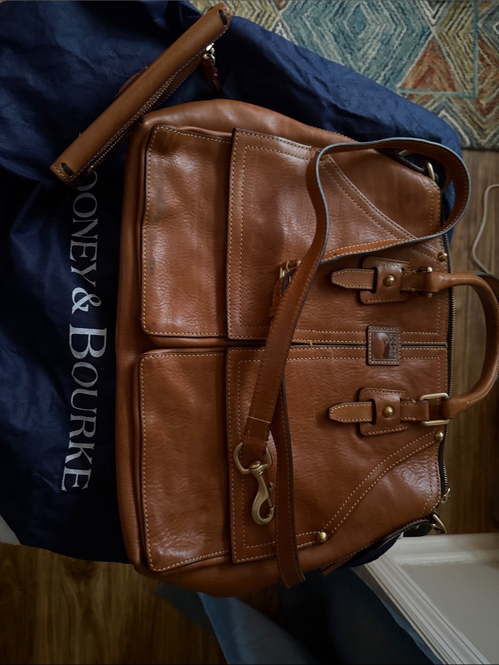 Dooney & Bourke Cognac Brown Leather Tote - - Picture 5 of 5